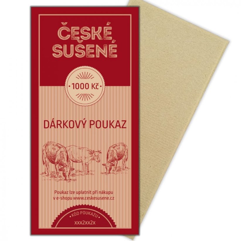 Dárkový poukaz tištěný - Vyber poukaz: Dárkový poukaz 1000 Kč "rustik"