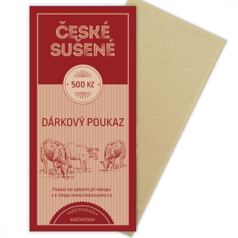 Dárkový poukaz tištěný - Vyber poukaz: Dárkový poukaz 500 Kč "rustik"